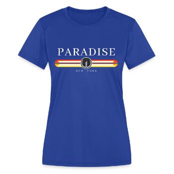 PARADISE NEW YORK - Women's Moisture Wicking Performance T-Shirt - royal blue - Front - Zoe (177cm)