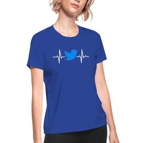 Social Media Heartbeat Blue Bird Graphic - Women's Moisture Wicking Performance T-Shirt