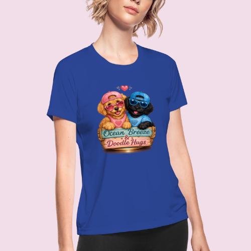 Ocean Breeze & Doodle Hugs - Women's Moisture Wicking Performance T-Shirt