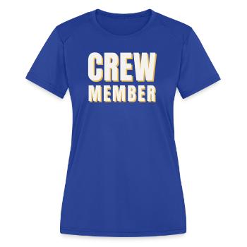 Membre d’équipage rétro - Équipe de groupe correspondant - T-shirt performance Femme - bleu roi - Devant - Zoe (177cm)