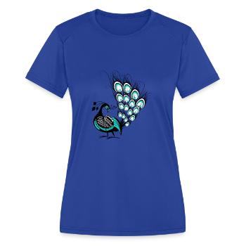 Peacock - Women's Moisture Wicking Performance T-Shirt - royal blue - Front - Zoe (177cm)