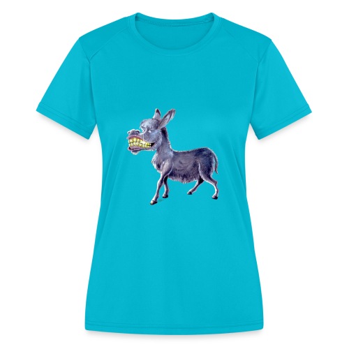 Funny Keep Smiling Donkey - Women's Moisture Wicking Performance T-Shirt