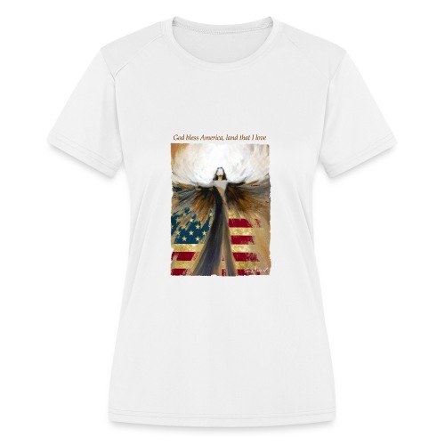 God bless America Angel_Strong color_Brown type - Women's Moisture Wicking Performance T-Shirt