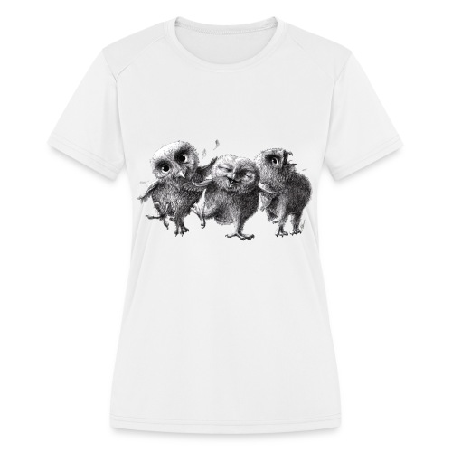 Three Crazy Owls - Women's Moisture Wicking Performance T-Shirt
