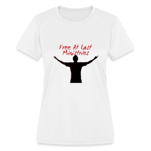Free At Last Ministries Logo - Women's Moisture Wicking Performance T-Shirt