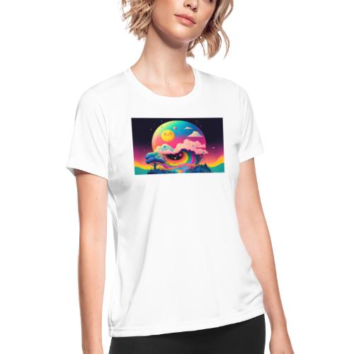 Island of Dreamlike Wonder's Rainbow Half Pipe - Women's Moisture Wicking Performance T-Shirt