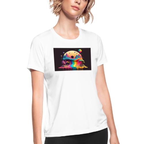 Full Moon Over Rainbow River Falls - Psychedelia - Women's Moisture Wicking Performance T-Shirt