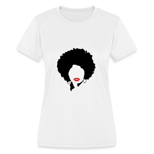 Afro with red lips - Women's Moisture Wicking Performance T-Shirt