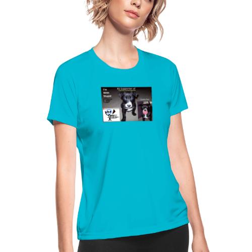 OTchanCharlieRoo Front with Mr Grey Back - Women's Moisture Wicking Performance T-Shirt