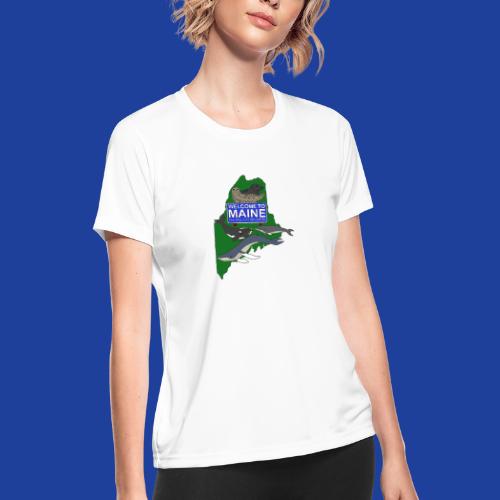 Color Welcome (Front) MMoME.org (Back) - Women's Moisture Wicking Performance T-Shirt