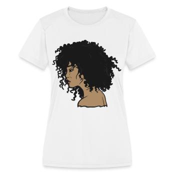 My Afro - Natural Hair - Afrocentric Gift - Women's Moisture Wicking Performance T-Shirt - white - Front - Zoe (177cm)