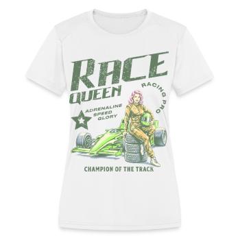 Race Queen Neon Green Racer - Women's Moisture Wicking Performance T-Shirt - white - Front - Zoe (177cm)