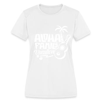 Aloha Family Vacation Relatives Holidays Travel - Women's Moisture Wicking Performance T-Shirt - white - Front - Zoe (177cm)
