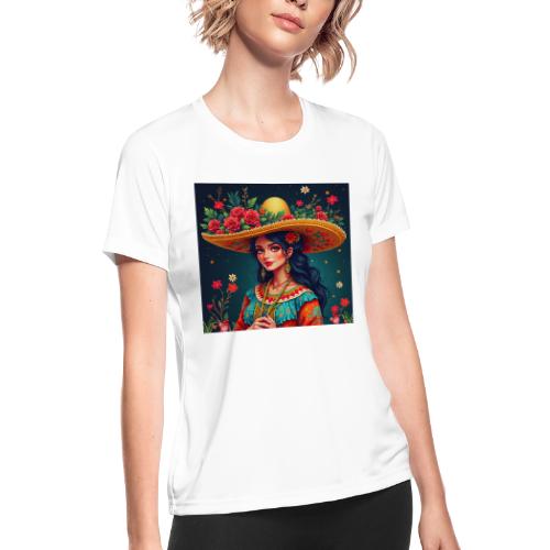 Mexican Design, Regional Mexican Charro Woman - Women's Moisture Wicking Performance T-Shirt