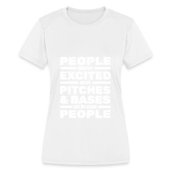 Softball - Women's Moisture Wicking Performance T-Shirt - white - Front - Zoe (177cm)