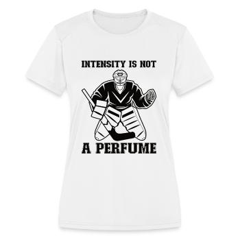 Ice Hockey Player Funny Ice Hockey Team Goalie - Women's Moisture Wicking Performance T-Shirt - white - Front - Zoe (177cm)