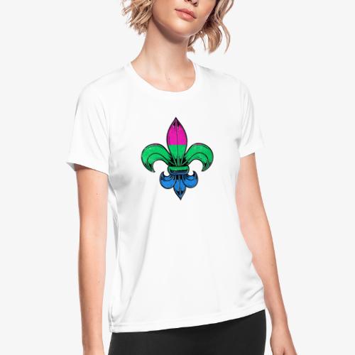 Polysexual Pride Flag Fleur de Lis TShirt - Women's Moisture Wicking Performance T-Shirt
