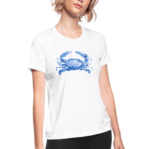 Coastal Living Blue Crab with South Carolina Flag - Women's Moisture Wicking Performance T-Shirt
