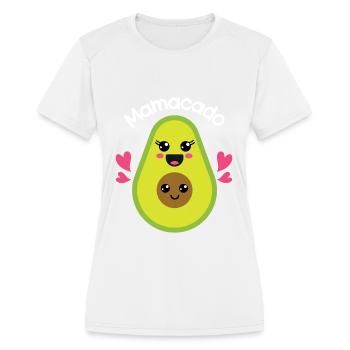 Mamacado Pregnant Mom Mama design Cute Avocado - Women's Moisture Wicking Performance T-Shirt - white - Front - Zoe (177cm)