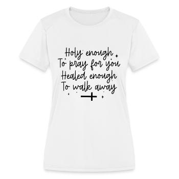 Christian Bible Verse Jesus - Women's Moisture Wicking Performance T-Shirt - white - Front - Zoe (177cm)
