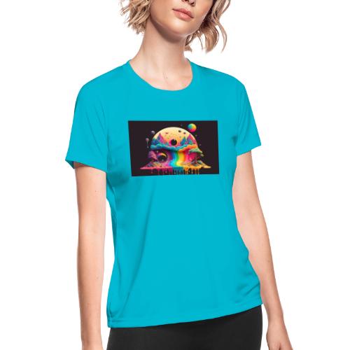 Full Moon Over Rainbow River Falls - Psychedelia - Women's Moisture Wicking Performance T-Shirt