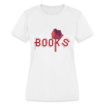BOOKS - Women's Moisture Wicking Performance T-Shirt - white - Front - Zoe (177cm)