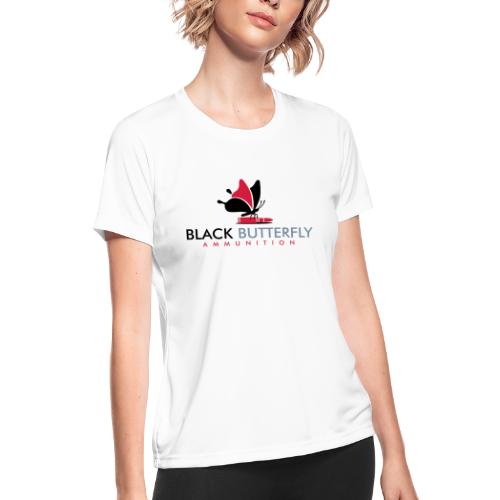 Black Butterfly Floating Logo - Women's Moisture Wicking Performance T-Shirt