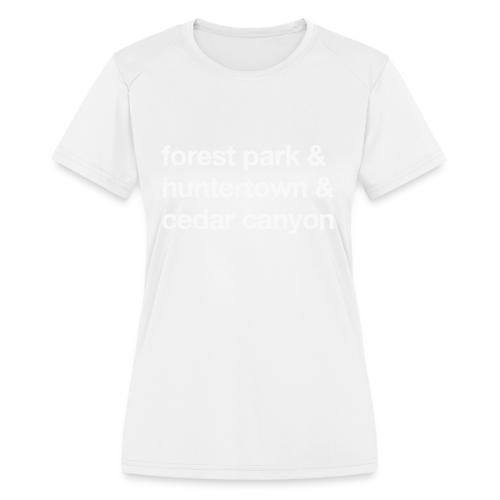 1 Church 3 Locations - Women's Moisture Wicking Performance T-Shirt