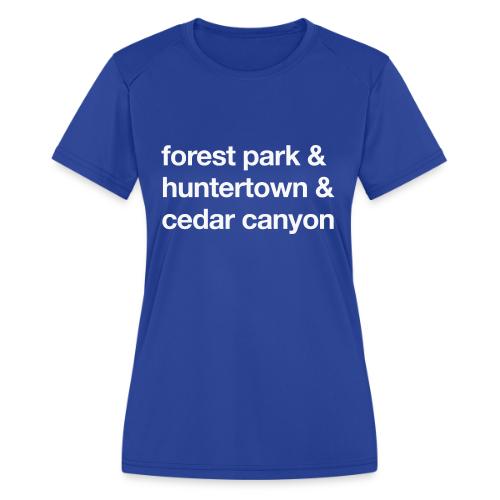 1 Church 3 Locations - Women's Moisture Wicking Performance T-Shirt