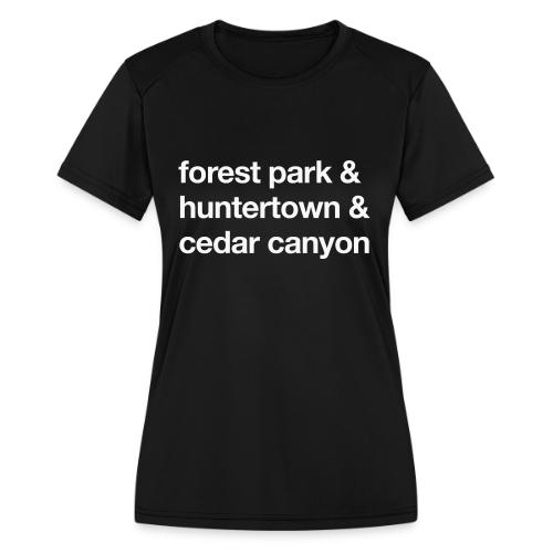 1 Church 3 Locations - Women's Moisture Wicking Performance T-Shirt