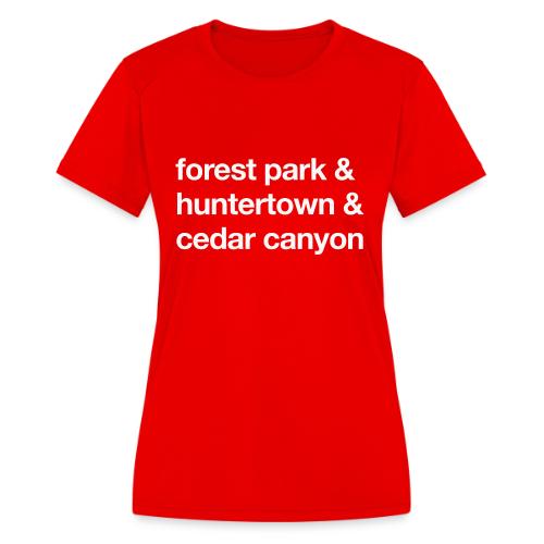 1 Church 3 Locations - Women's Moisture Wicking Performance T-Shirt