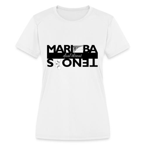 Dual Threat Black Horizontal Marimba Tenors - Women's Moisture Wicking Performance T-Shirt