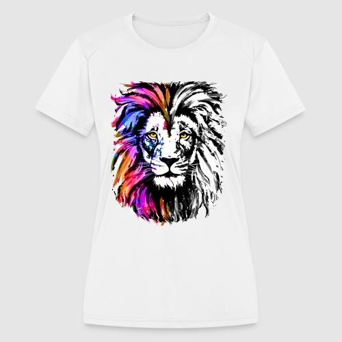 Lion Head Portrait Drawing - Cool Lion - Women's Moisture Wicking Performance T-Shirt