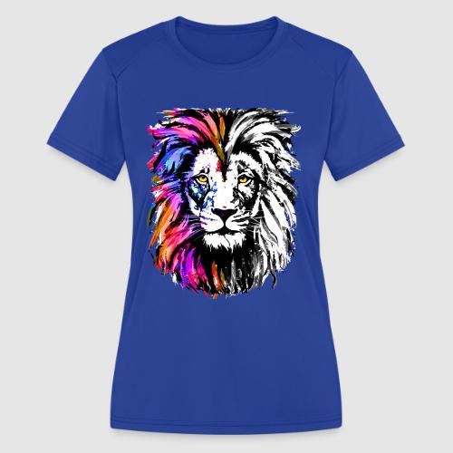 Lion Head Portrait Drawing - Cool Lion - Women's Moisture Wicking Performance T-Shirt