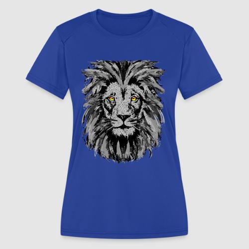 Artistic Lion Head Portrait Drawing - Gray Lion - Women's Moisture Wicking Performance T-Shirt
