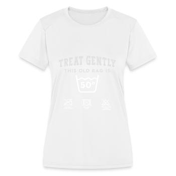 Drôles de cadeaux d’anniversaire de 50 ans, anniversaire de 50 ans - T-shirt performance Femme - blanc - Devant - Zoe (177cm)