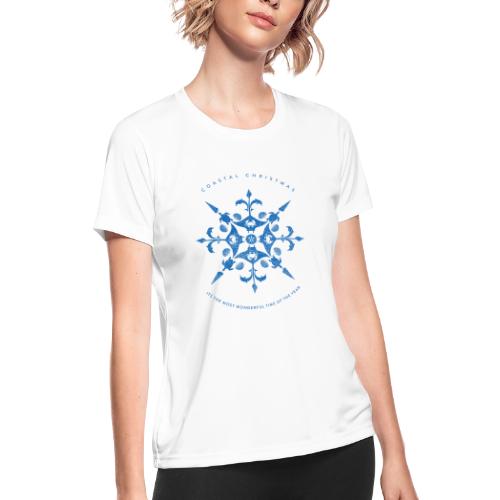 Coastal Christmas Snowflake 01 - Women's Moisture Wicking Performance T-Shirt