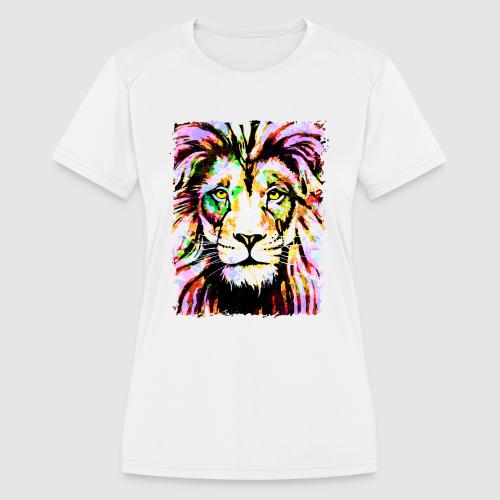 Colorful Lion Head - Lion Face Drawing - Women's Moisture Wicking Performance T-Shirt