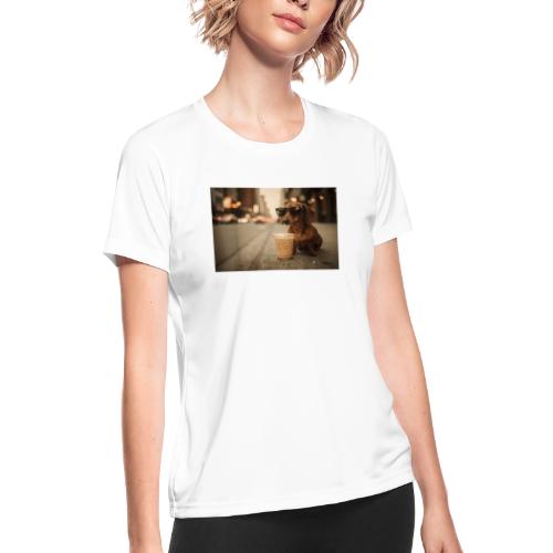 Funny Dachshund Iced Coffee Lover Tee - Women's Moisture Wicking Performance T-Shirt