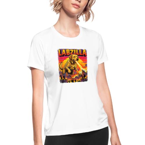 Labzilla Giant Yellow Labrador Monster Tee - Women's Moisture Wicking Performance T-Shirt
