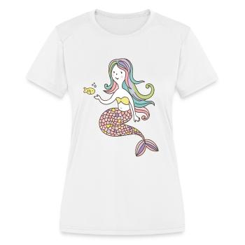 Mermaid - Women's Moisture Wicking Performance T-Shirt - white - Front - Zoe (177cm)