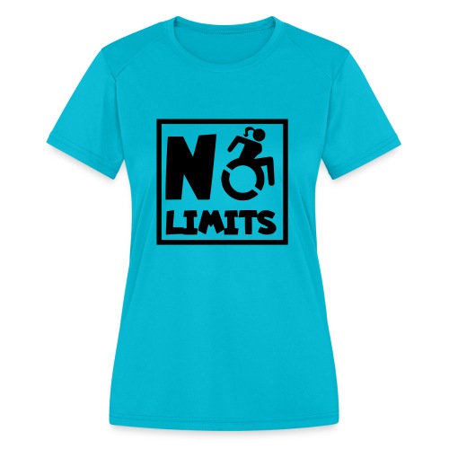 No limits for this female wheelchair user - Women's Moisture Wicking Performance T-Shirt