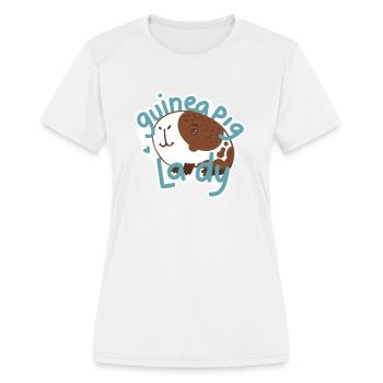 Hand drawn cute Guinea Pig Lady - Women's Moisture Wicking Performance T-Shirt - white - Front - Zoe (177cm)