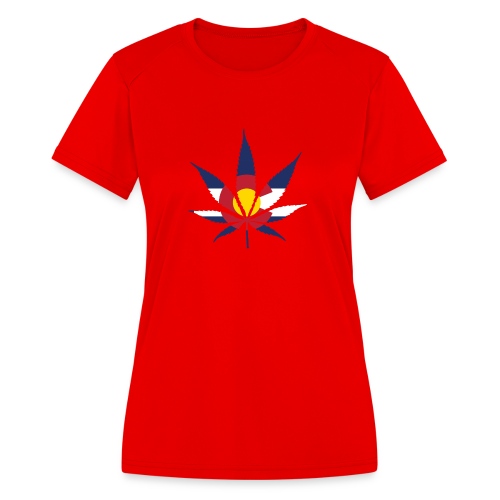 Colorado Pot Leaf Flag - Women's Moisture Wicking Performance T-Shirt