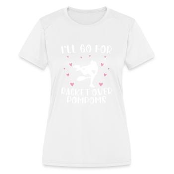 Funny Tennis Player Tennis Girl - Women's Moisture Wicking Performance T-Shirt - white - Front - Zoe (177cm)