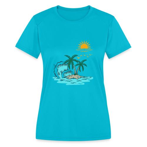 Retro Sunset Graphics - Women's Moisture Wicking Performance T-Shirt