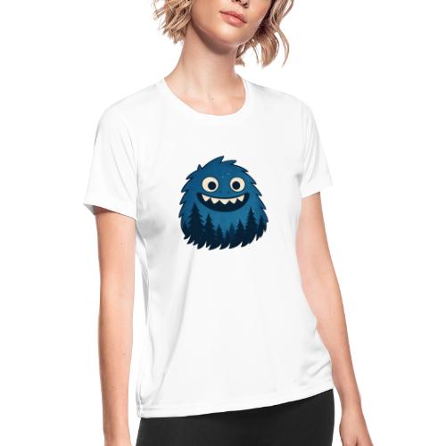 Whimsical Blue Forest Monster – Cute Cartoon Night - Women's Moisture Wicking Performance T-Shirt
