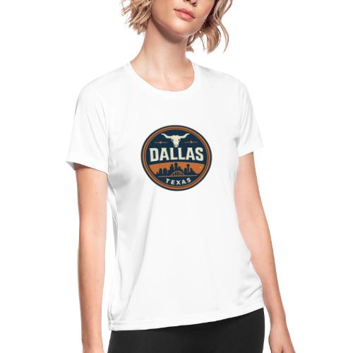 Vintage Dallas Texas Western Skyline Retro Cowboy - Women's Moisture Wicking Performance T-Shirt
