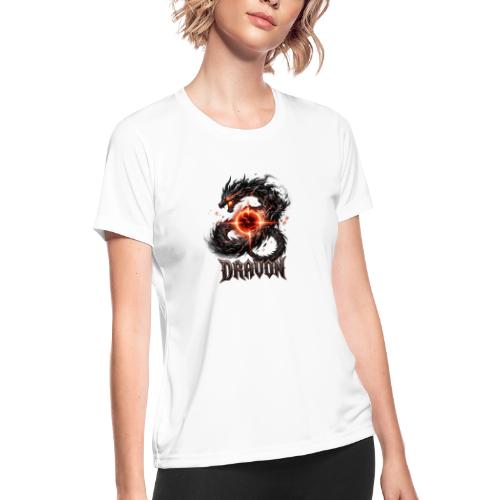 Dravon Fire Dragon Dark Fantasy Graphic T-Shirt - Women's Moisture Wicking Performance T-Shirt