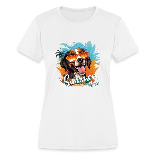 Funny Dog: Summer Vibes - Women's Moisture Wicking Performance T-Shirt